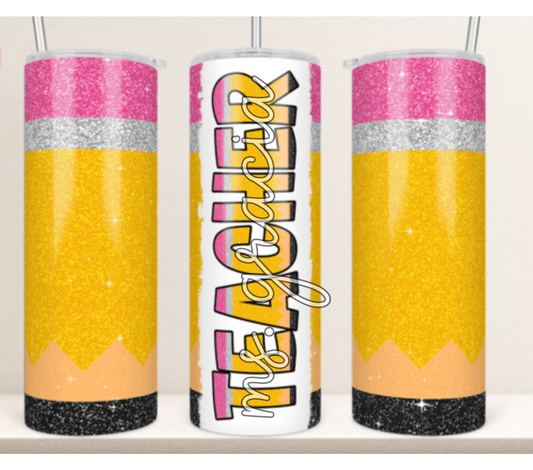 Teacher 20 oz. Skinny Sublimated Tumblers